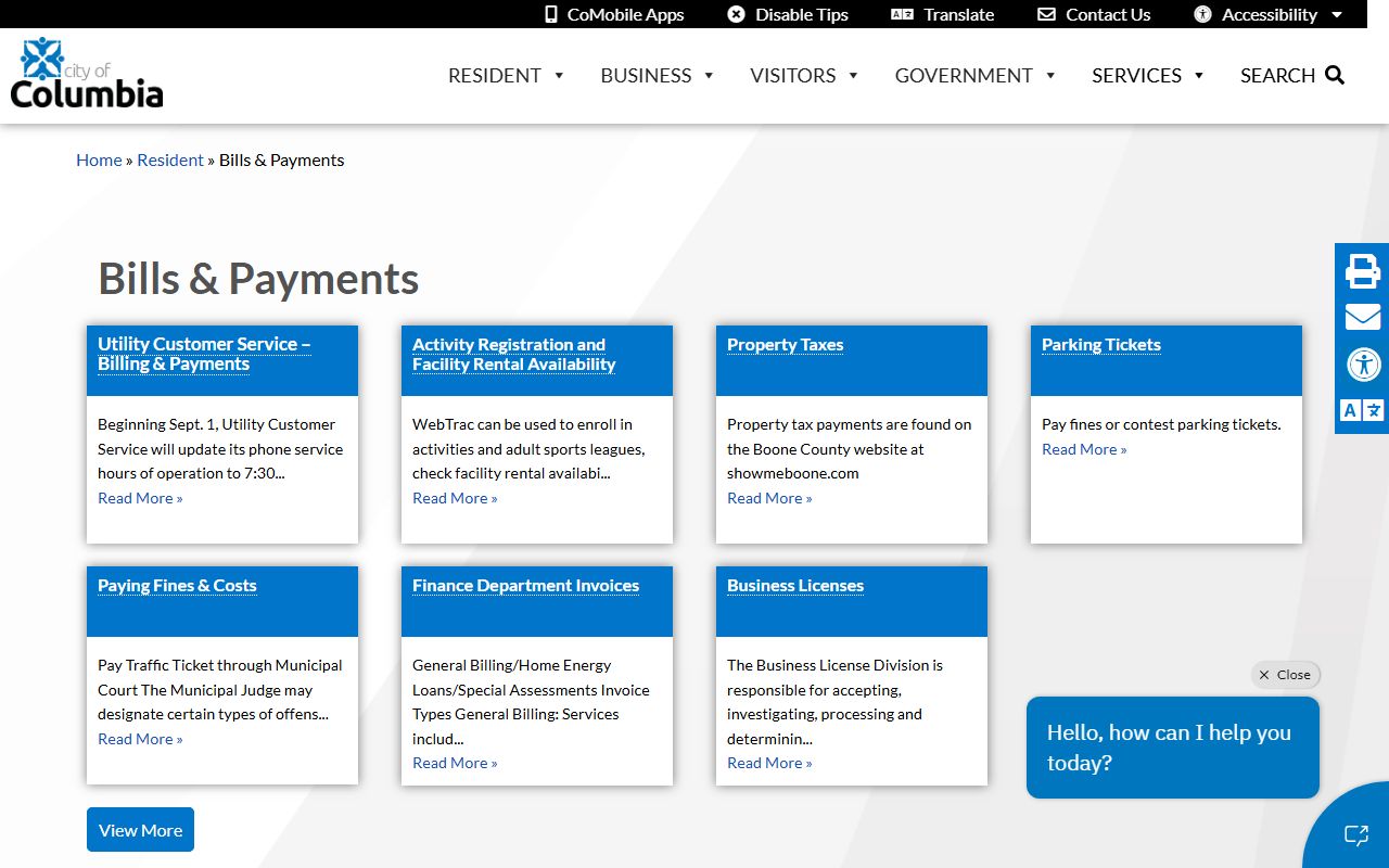 Columbia property tax records city bills and payments portal