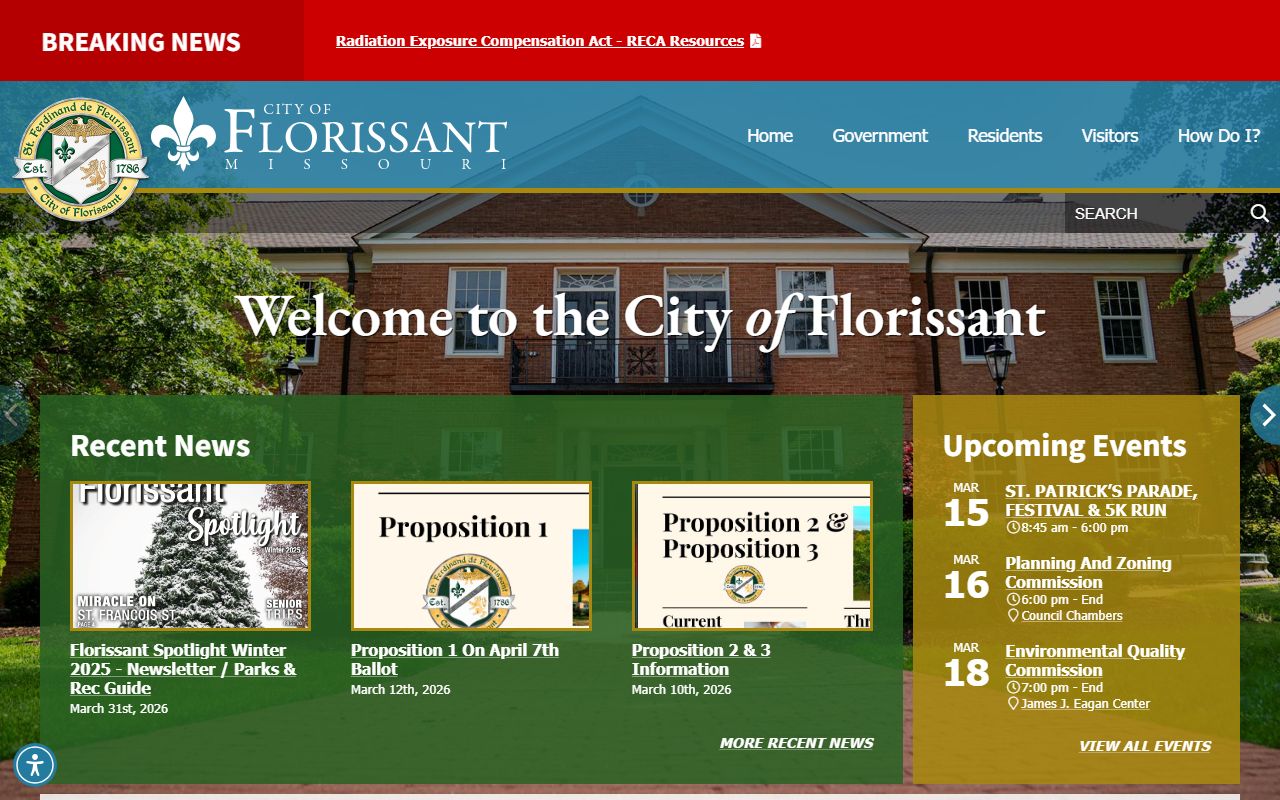 Florissant Missouri official website for property tax records