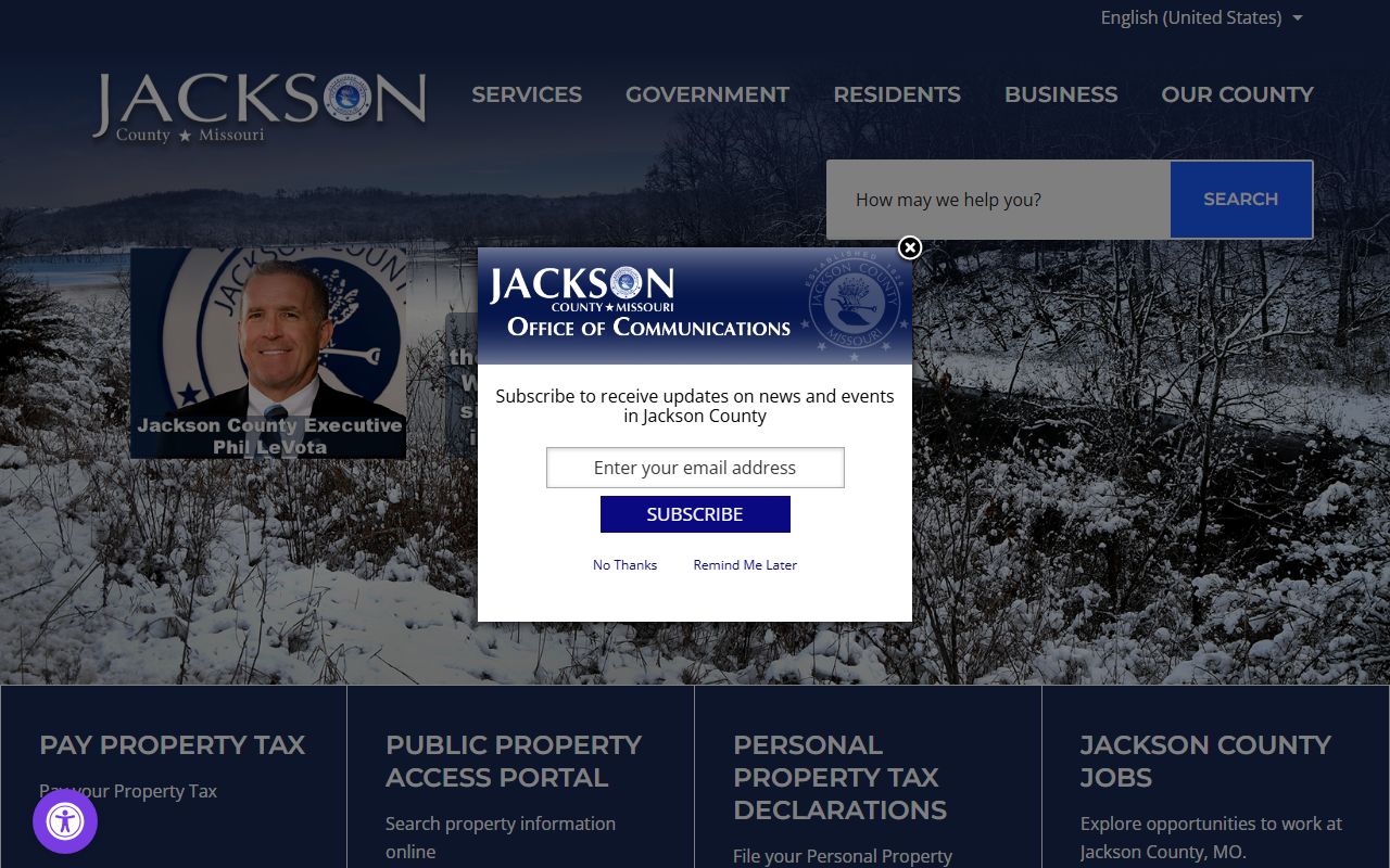 Kansas City property tax records on Jackson County government portal