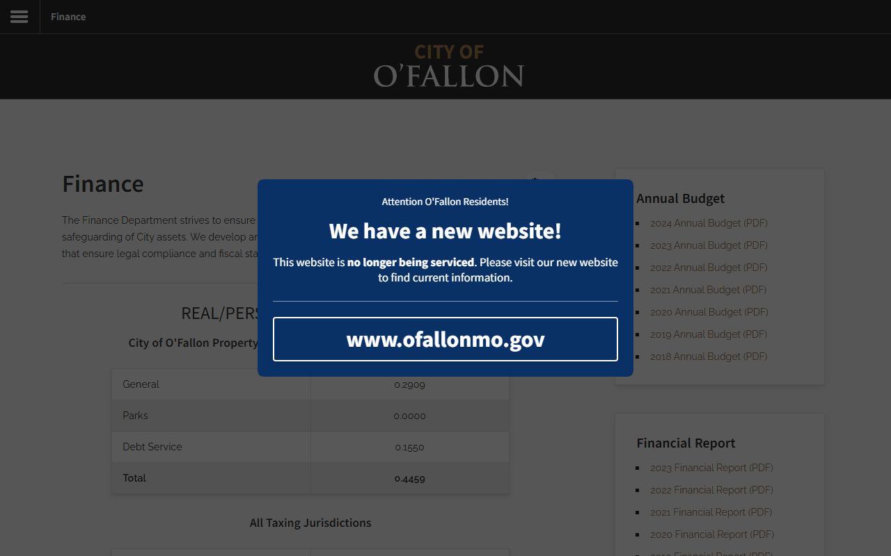 O'Fallon property tax records finance department page