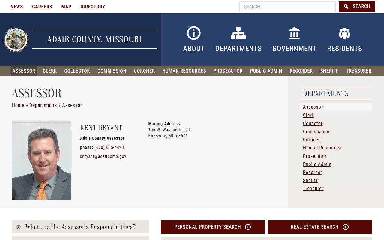 Adair County assessor office property tax records portal