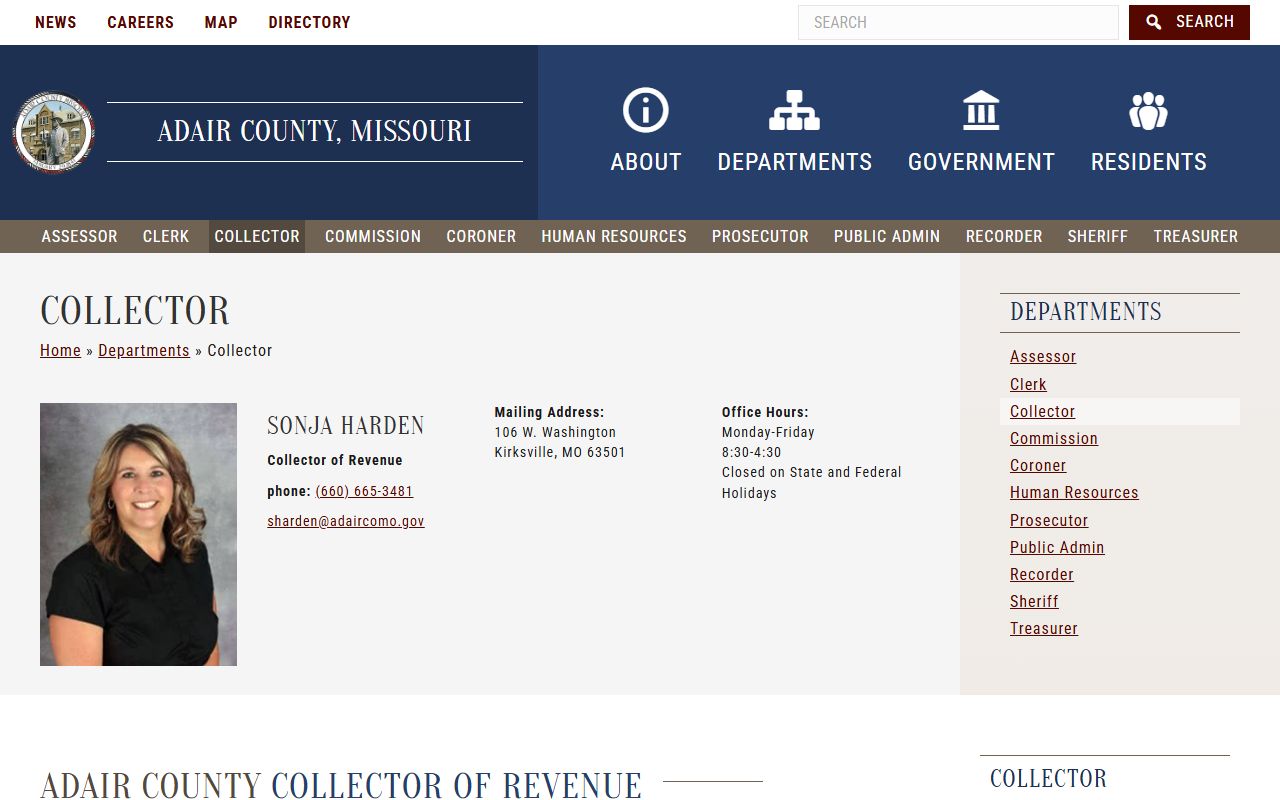 Adair County collector of revenue property tax records