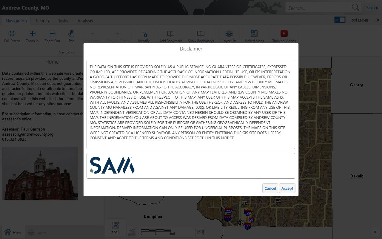 Andrew County Integrity GIS portal for property tax records