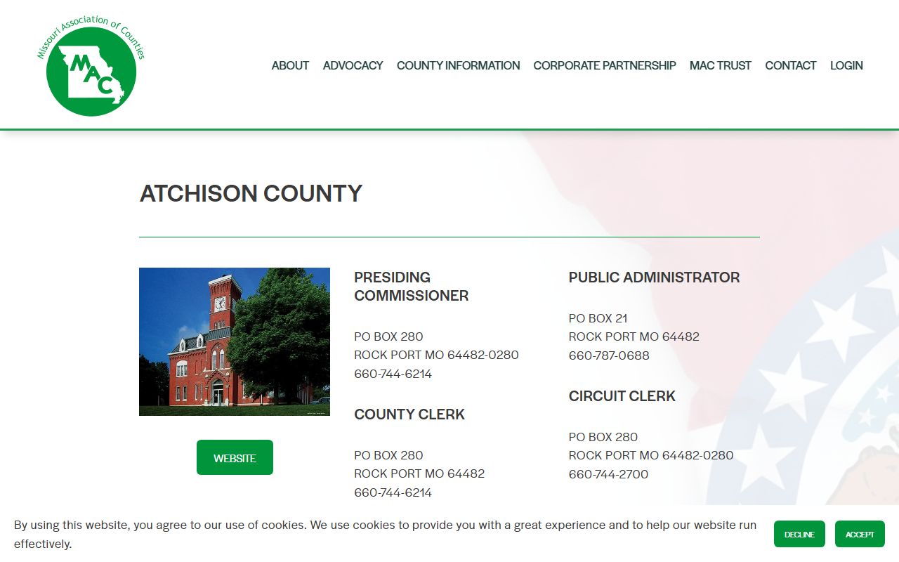 Missouri Counties directory Atchison County property tax records
