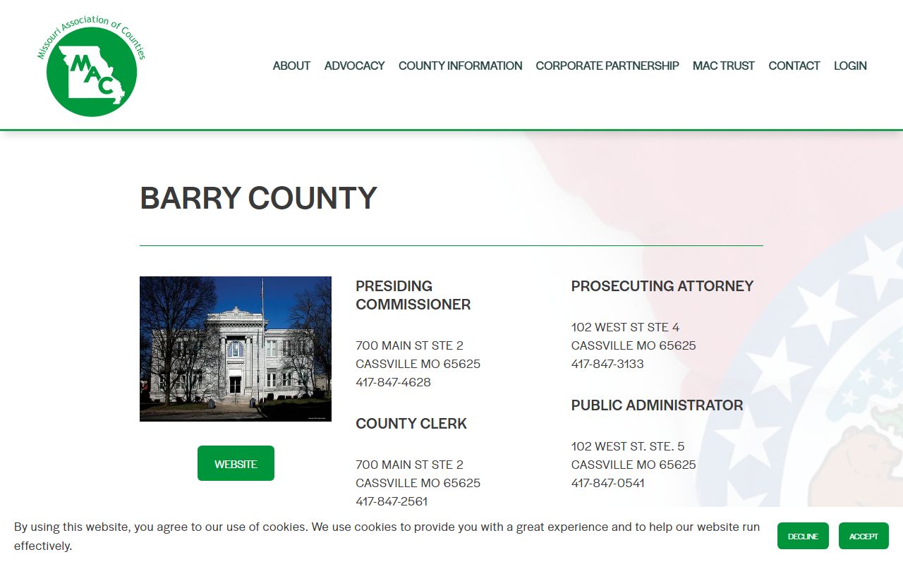 Missouri Counties directory Barry County property tax records