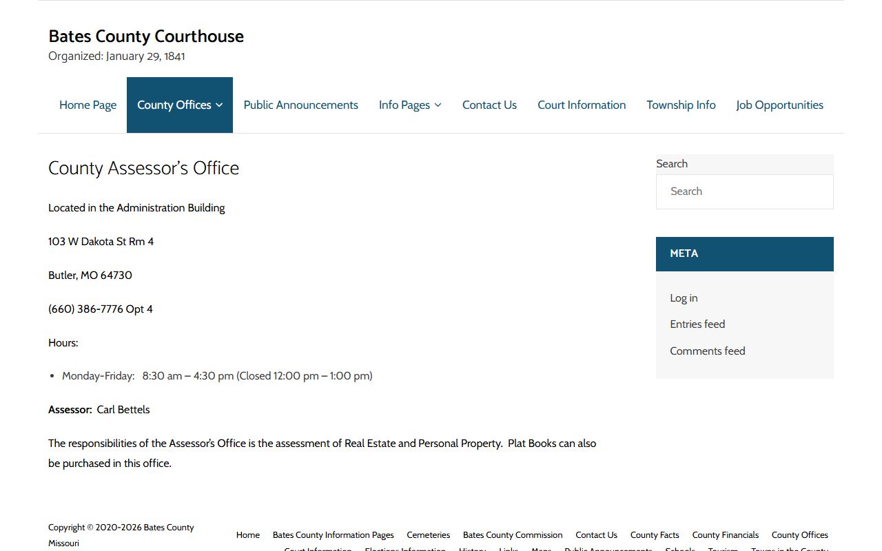 Bates County assessor office property tax records