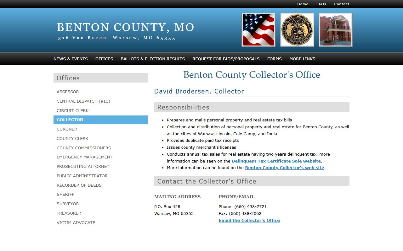 Benton County collector office property tax records