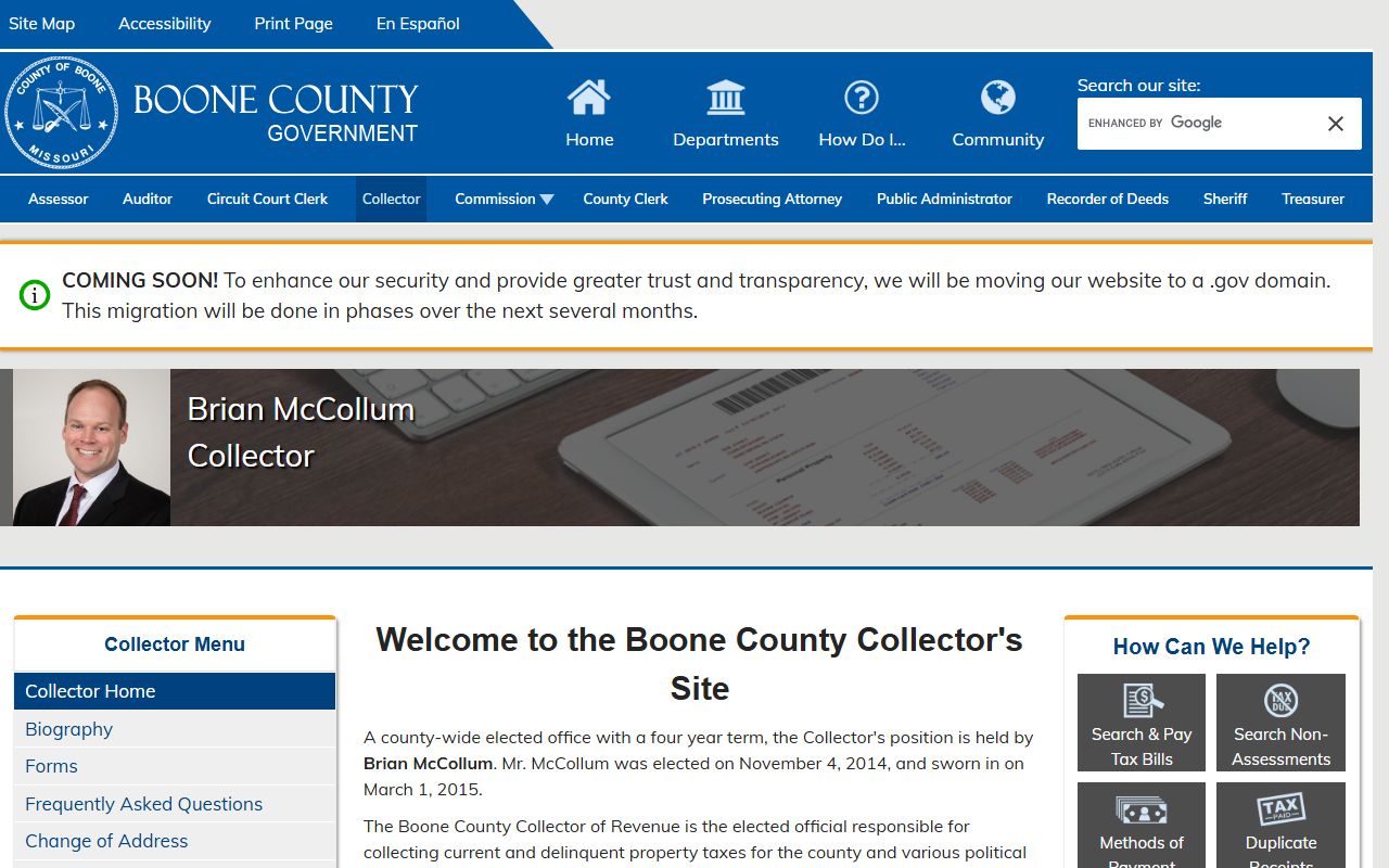 Boone County collector of revenue property tax records