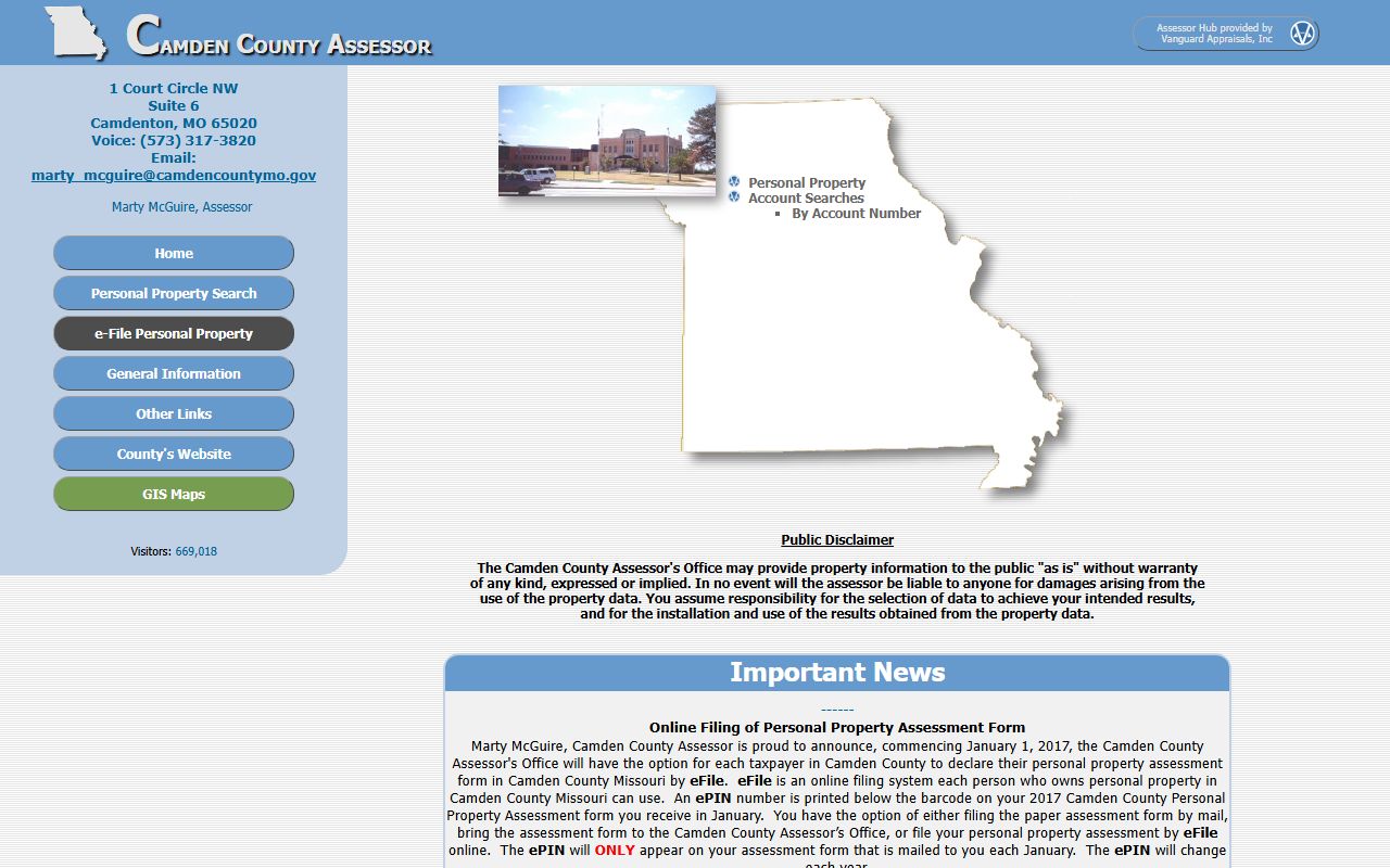 Camden County Assessor portal for property tax records search