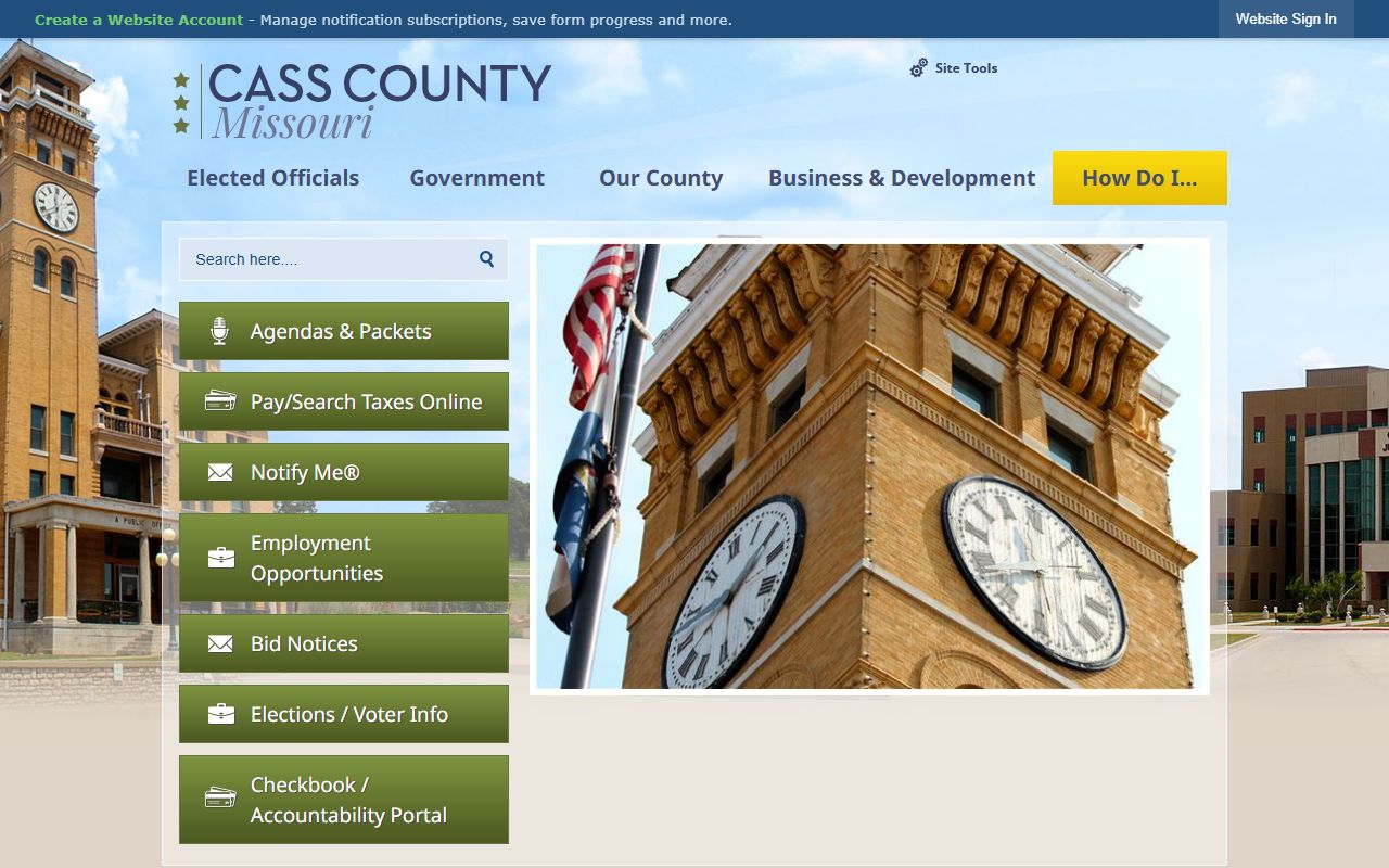 Cass County Missouri official website for property tax records