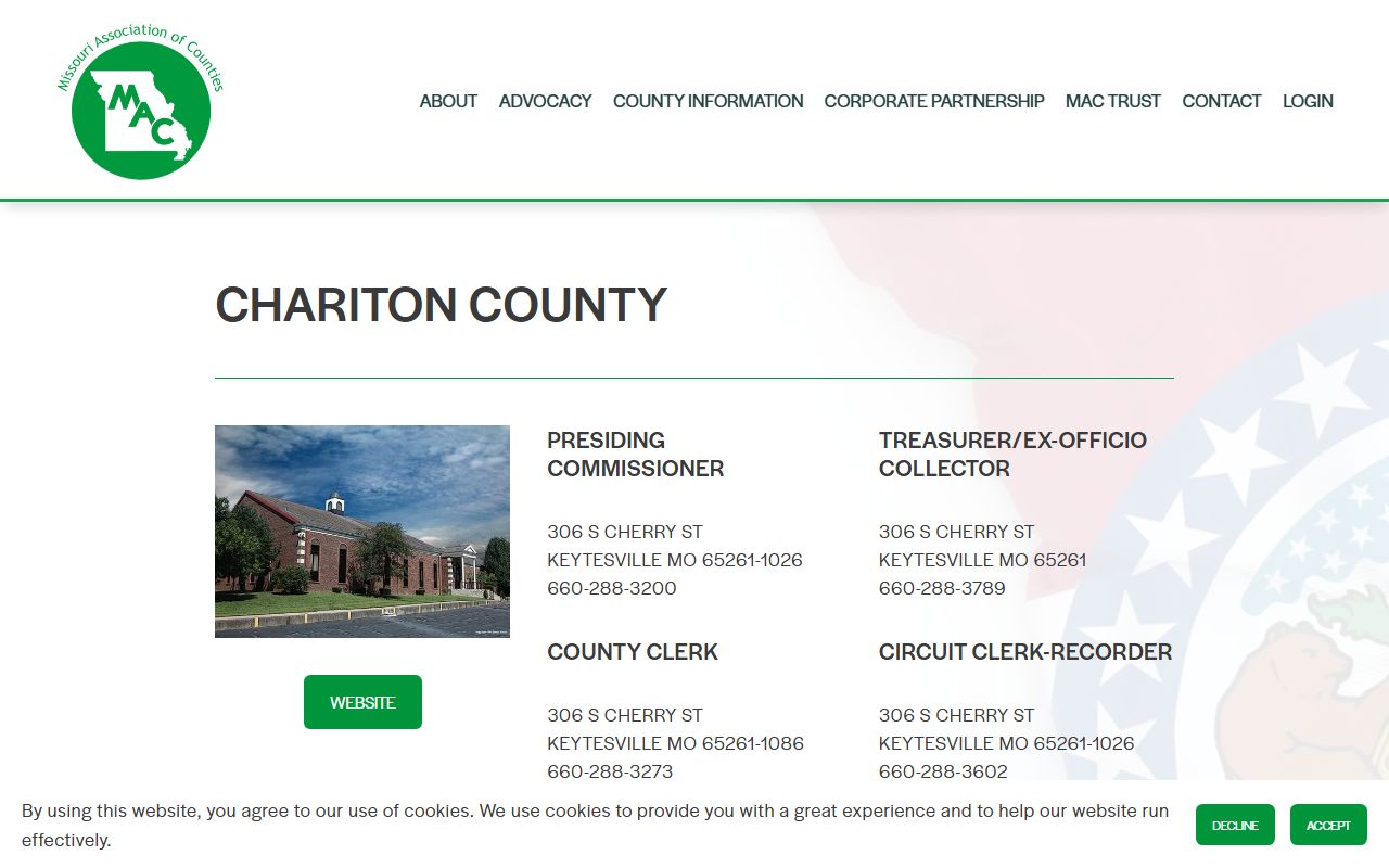 Missouri Counties directory for Chariton County property tax records
