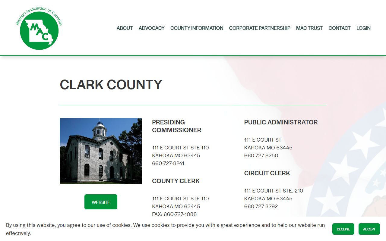 Missouri Counties directory Clark County property tax records
