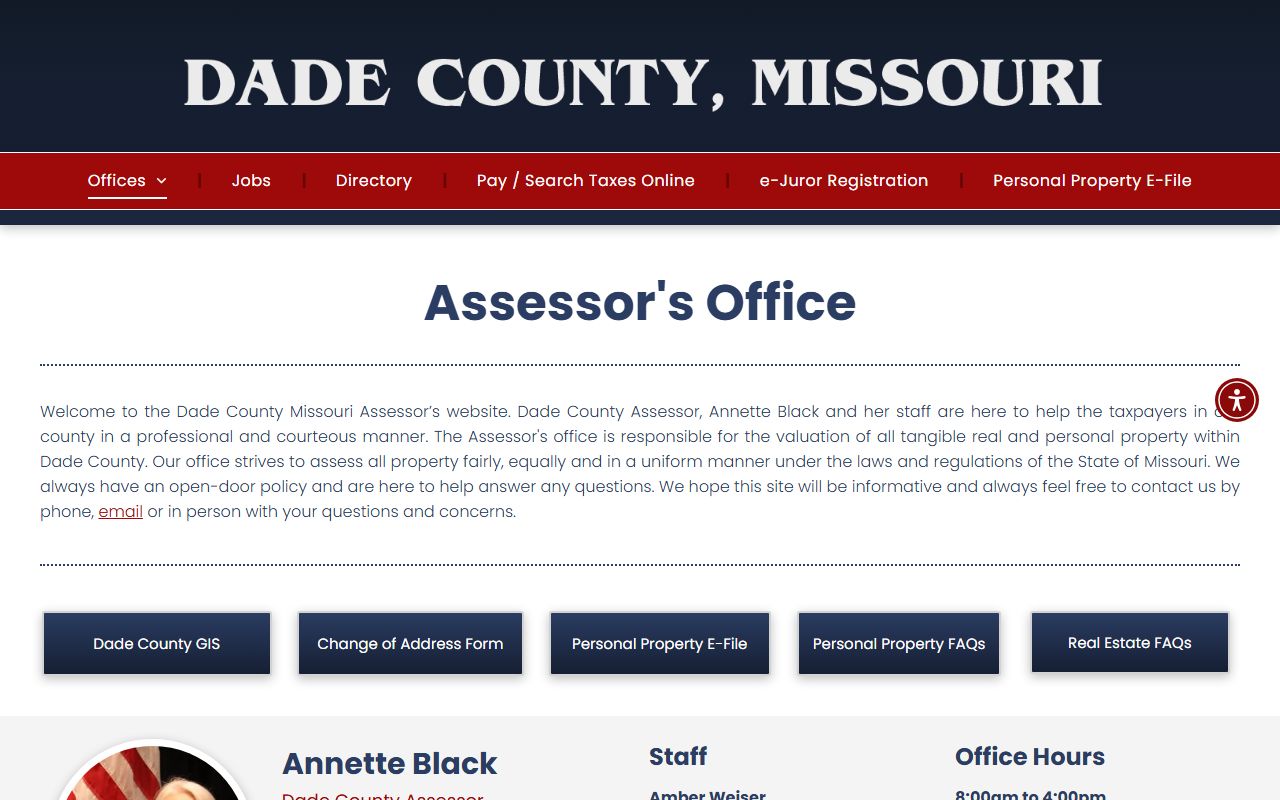 Dade County official assessor property tax records page