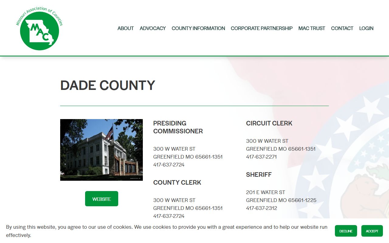Missouri Counties directory Dade County property tax records