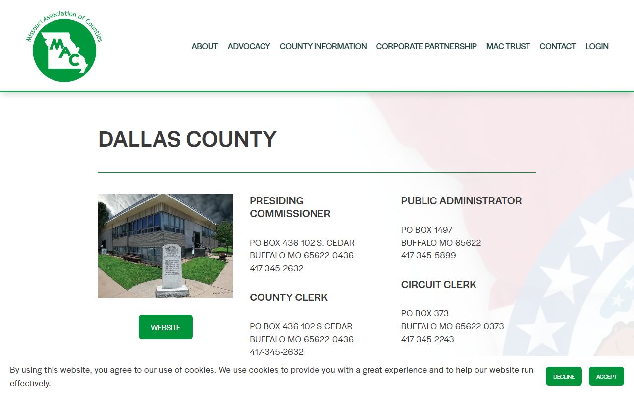 Missouri Counties directory for Dallas County property tax records