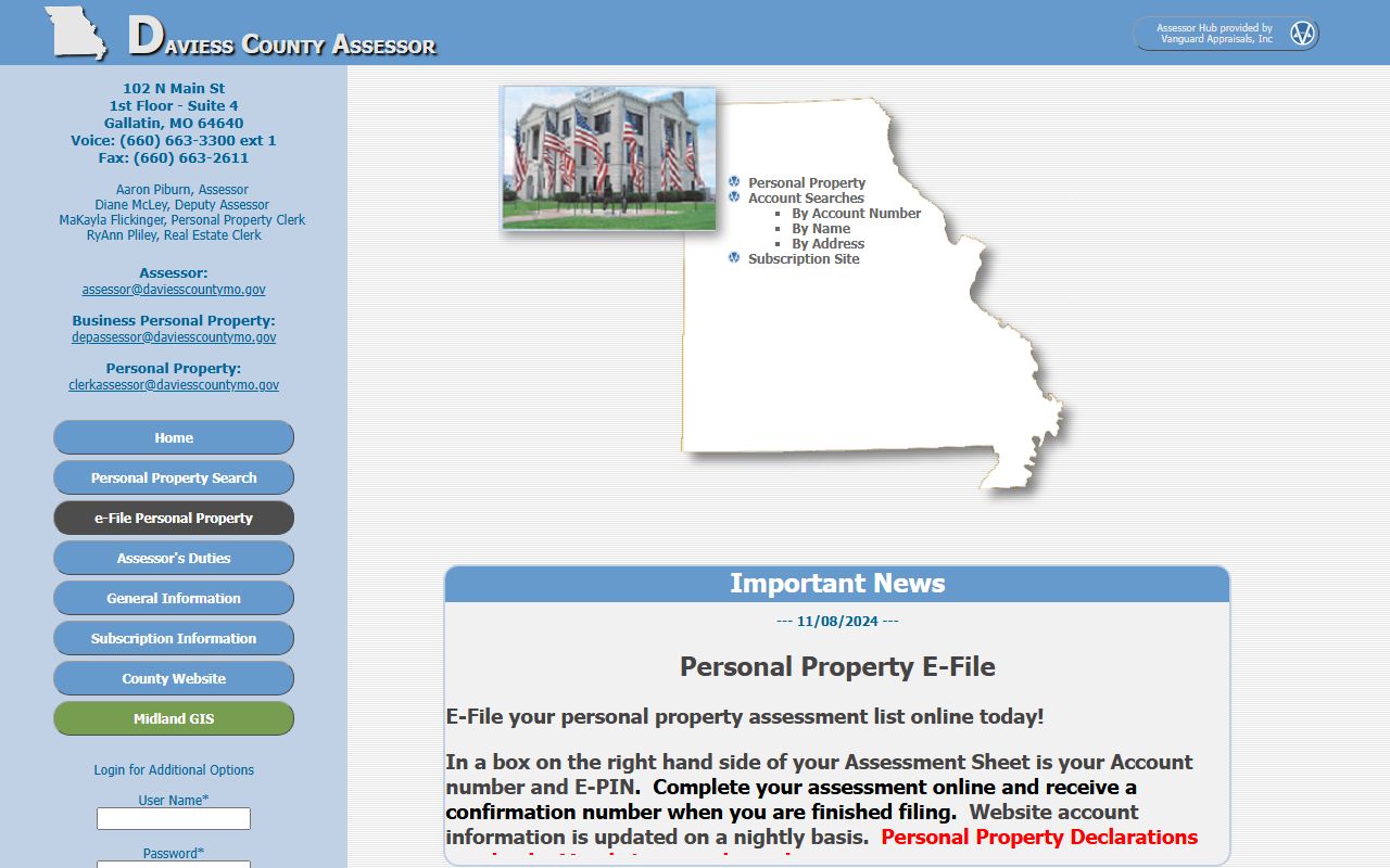 Daviess County assessor portal for property tax records