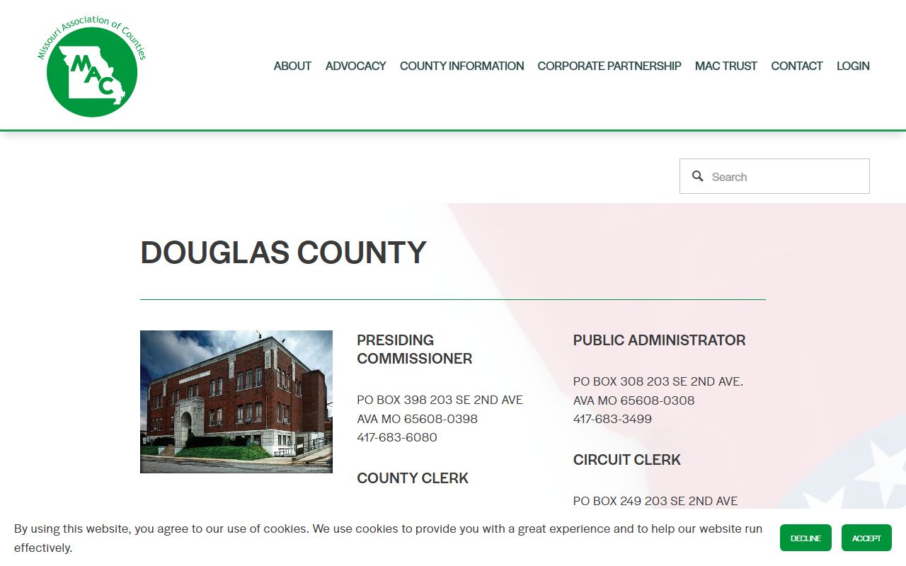Missouri Counties directory for Douglas County property tax records