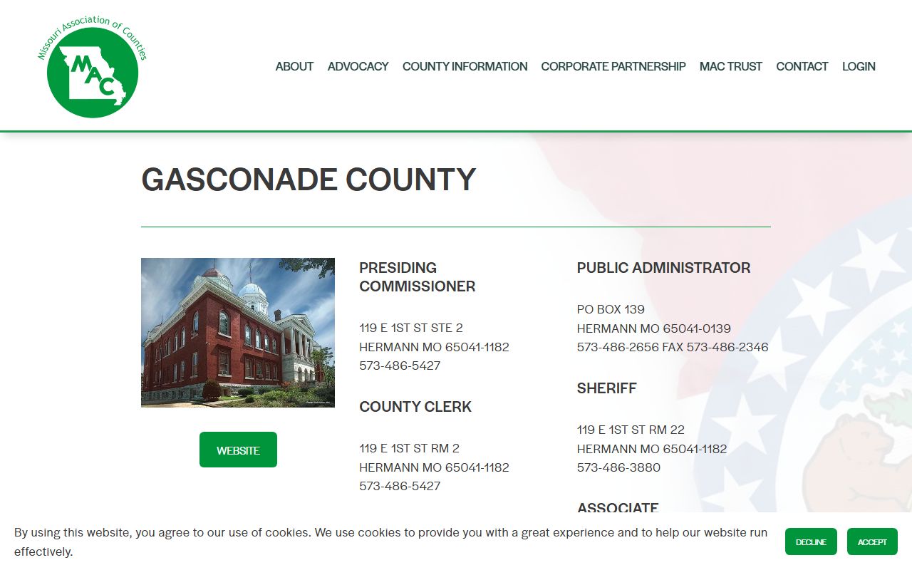 Missouri Counties directory for Gasconade County property tax records