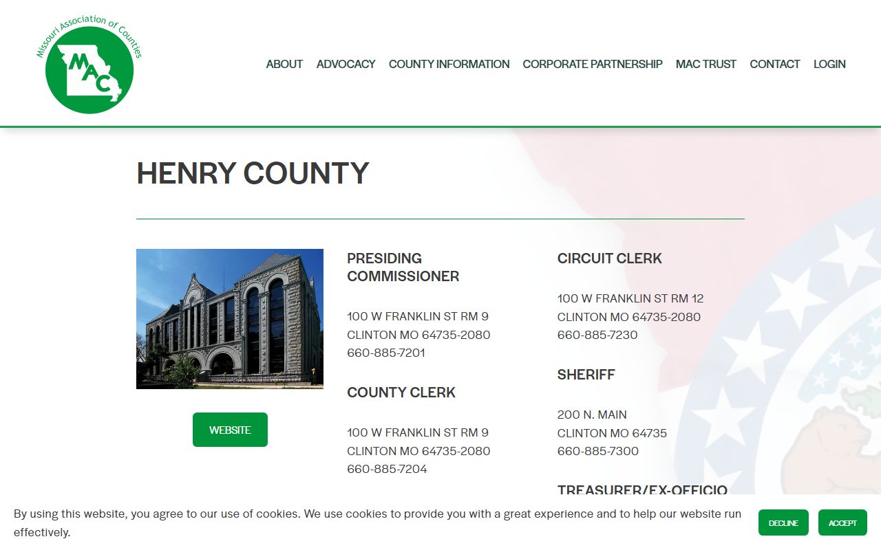 Henry County property tax records on Missouri Counties directory