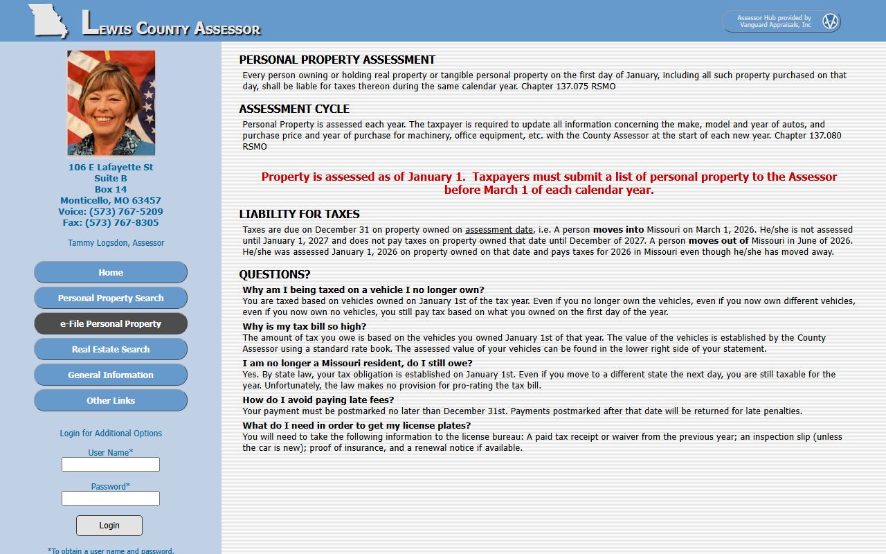 Lewis County Assessor property tax records page