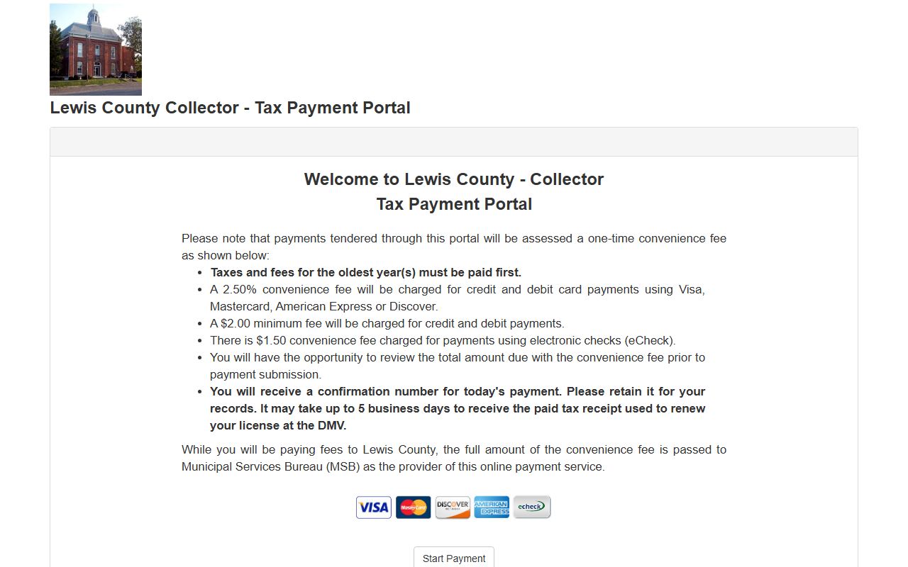 Lewis County tax payment portal property tax records