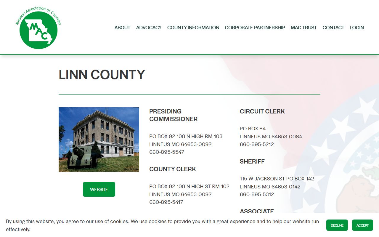 Missouri Counties directory for Linn County property tax records
