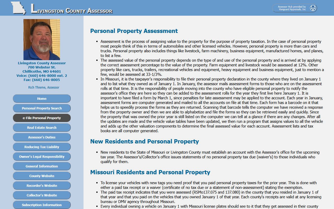 Livingston County personal property assessment property tax records