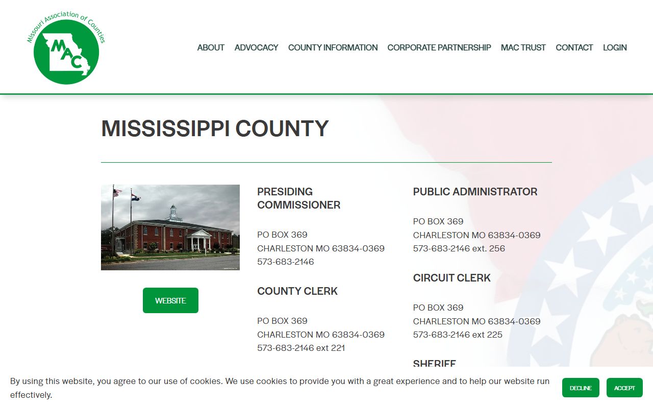 Missouri Counties directory for Mississippi County property tax records