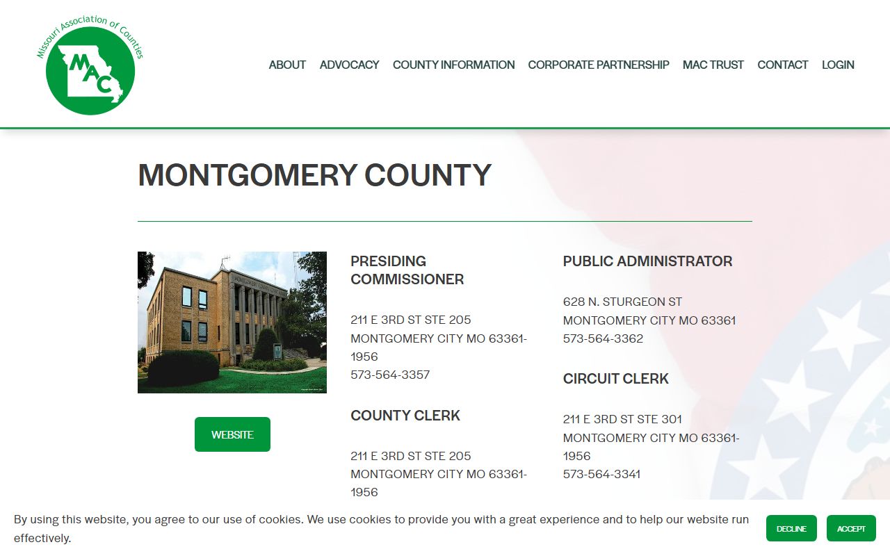 Missouri Counties directory for Montgomery County property tax records
