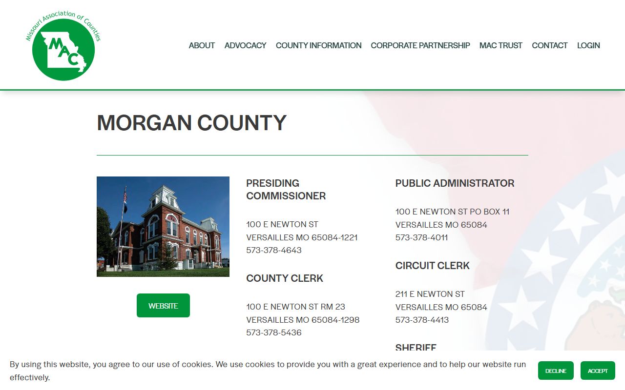 Missouri Counties directory for Morgan County property tax records