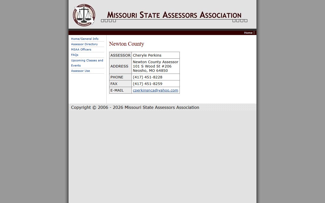 Missouri Assessors Association Newton County property tax records