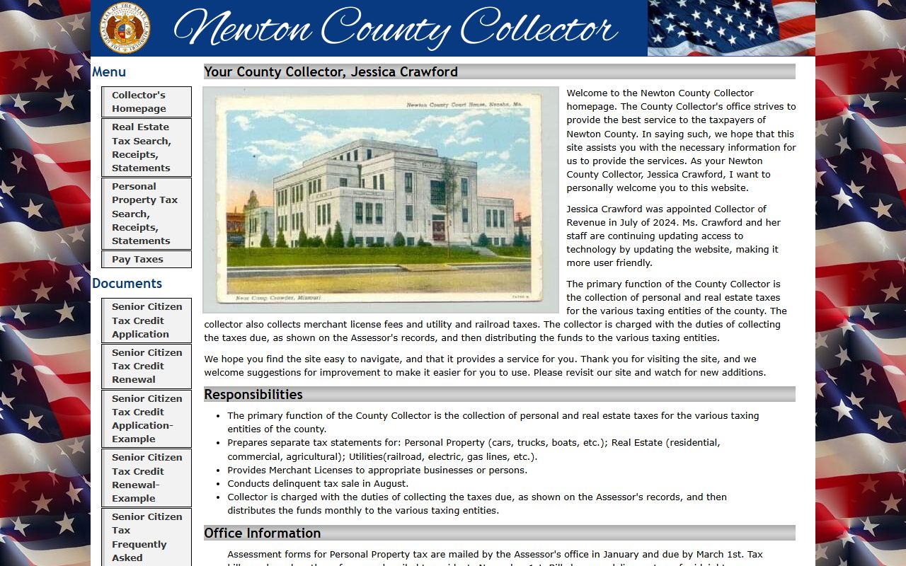 Newton County Collector of Revenue website for property tax records