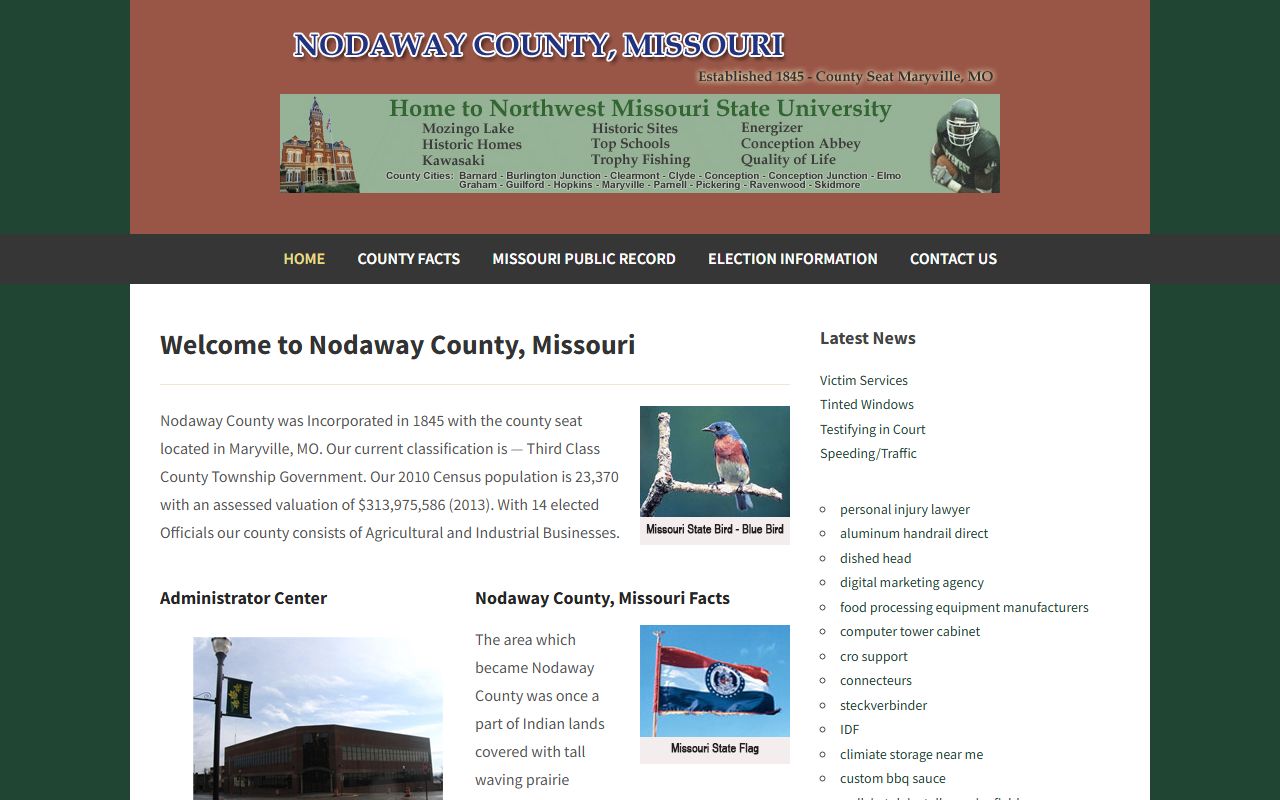 Nodaway County Missouri official website for property tax records