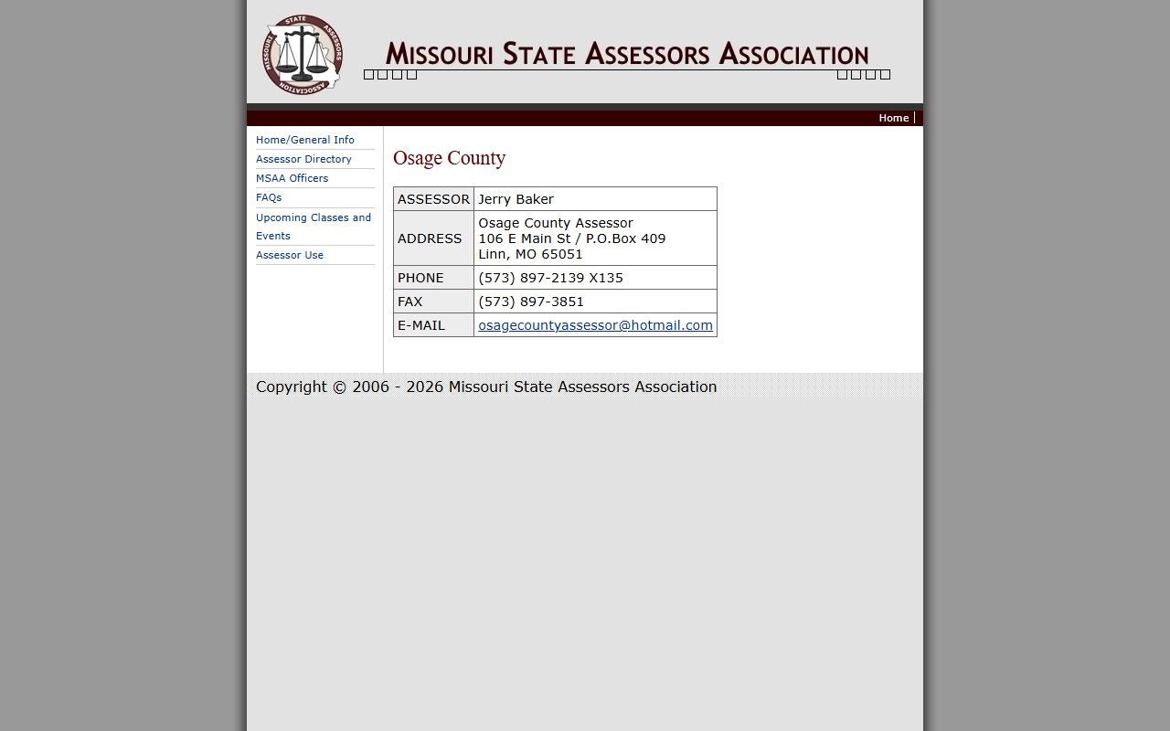 Missouri Assessors Association Osage County property tax records