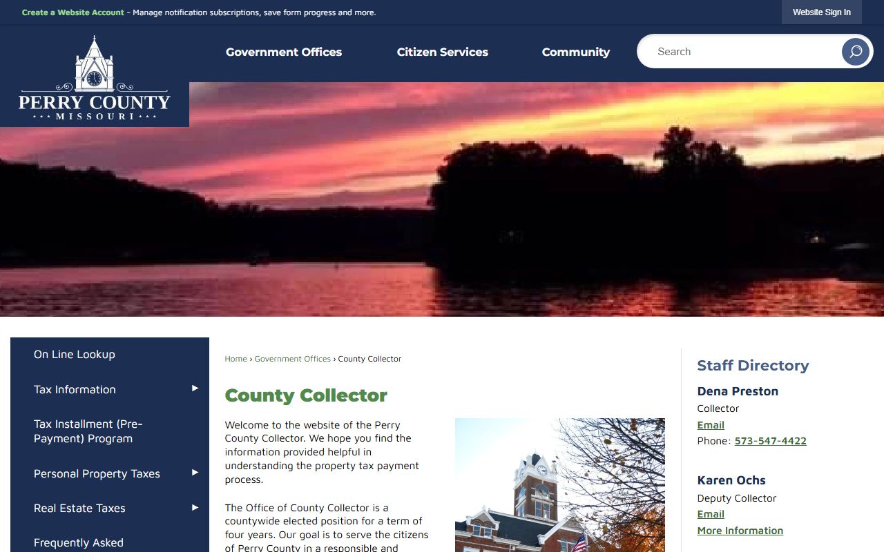 Perry County Collector property tax records page