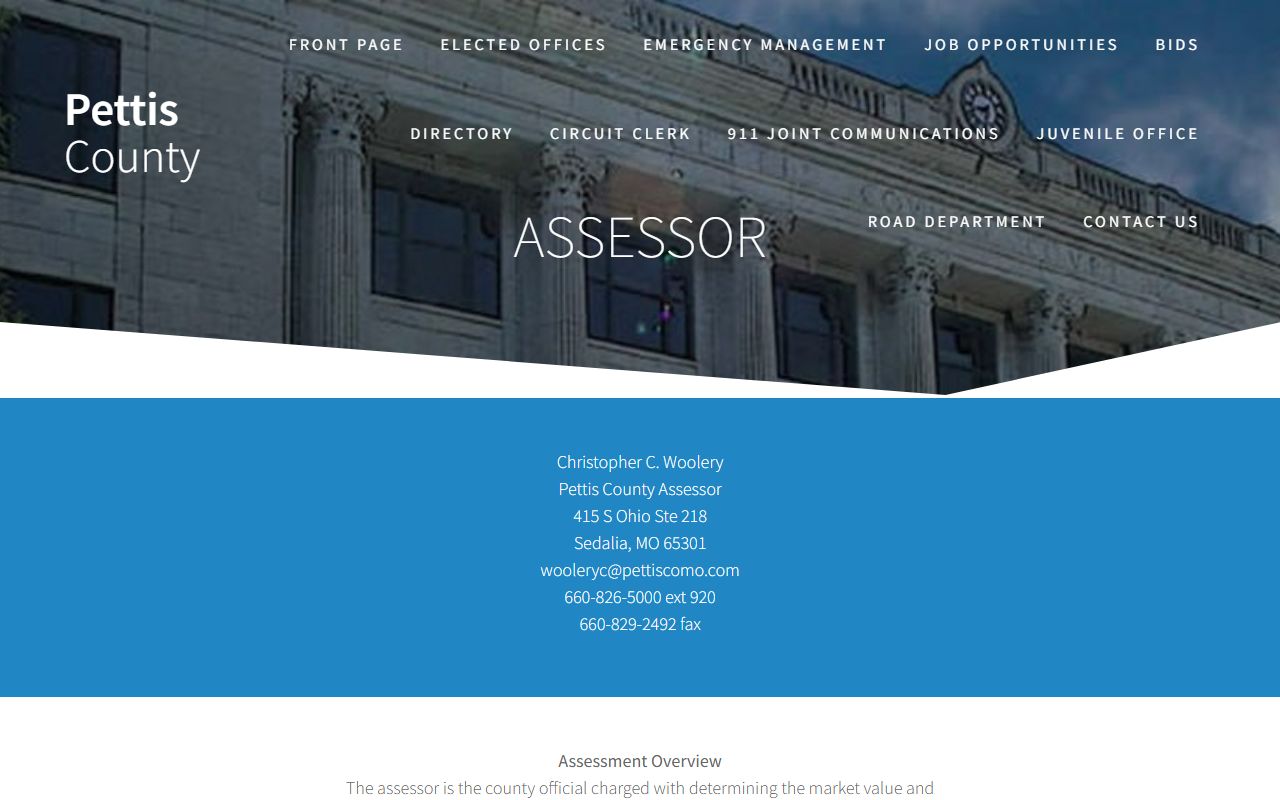 Pettis County Assessor property tax records page