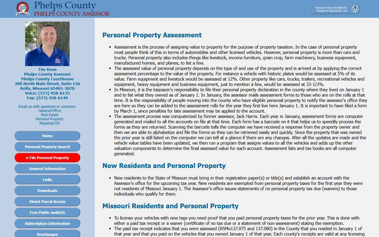 Phelps County personal property assessment property tax records