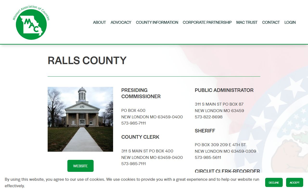Ralls County property tax records directory page