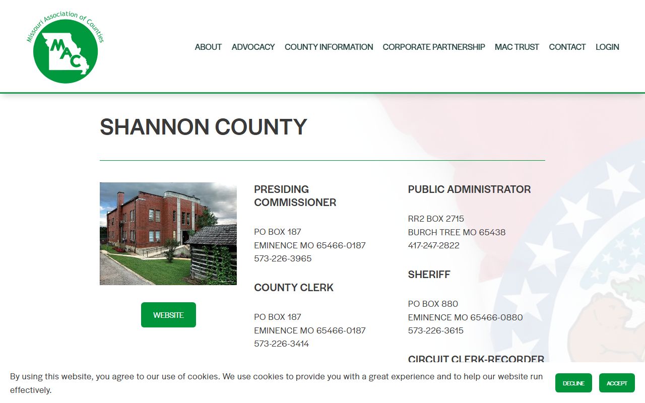 Shannon County Missouri property tax records directory