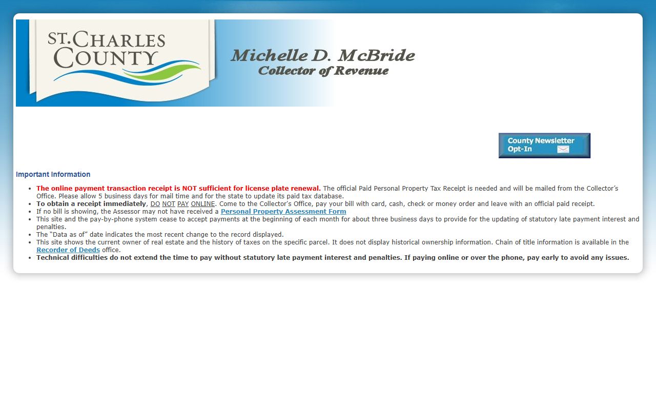 St. Charles County property tax records collector portal