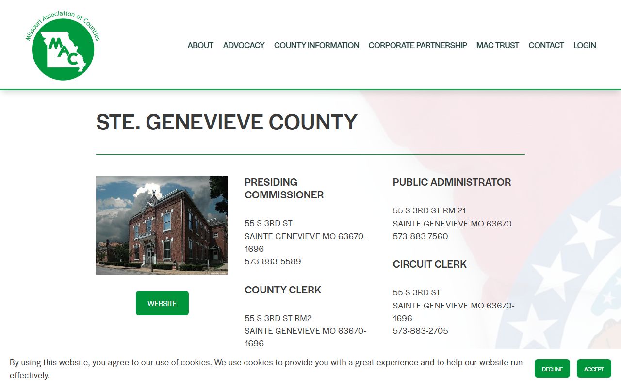 Ste. Genevieve County Missouri property tax records directory