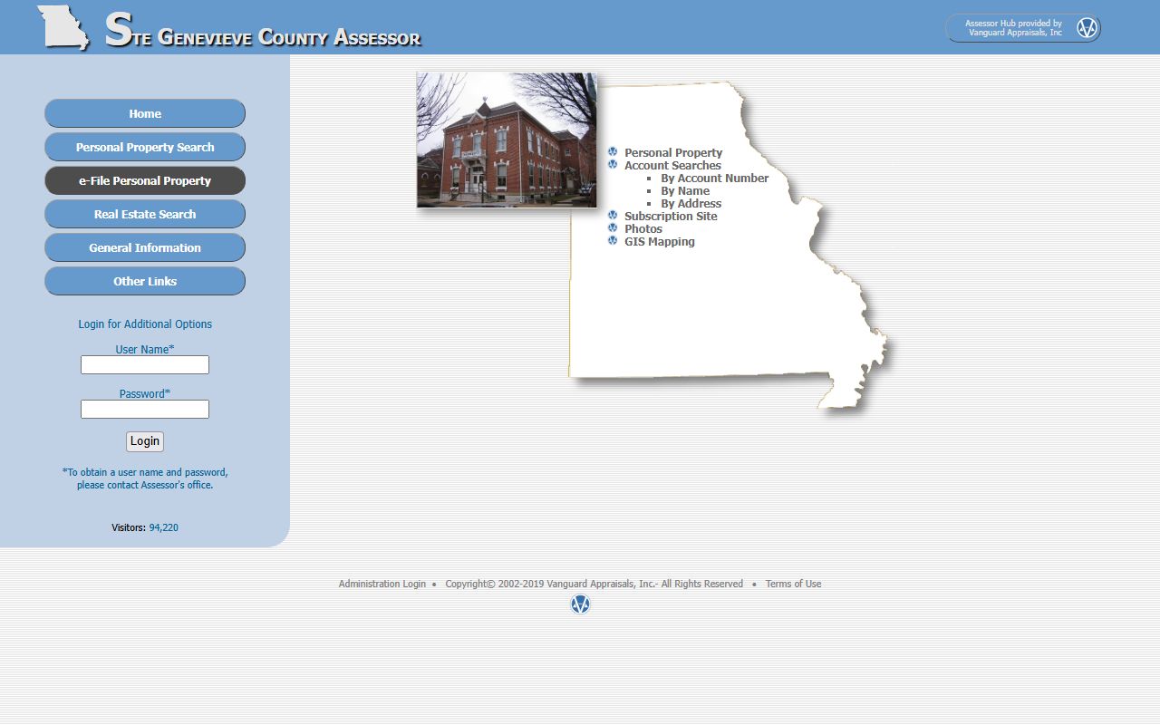 Ste. Genevieve County assessor property tax records portal