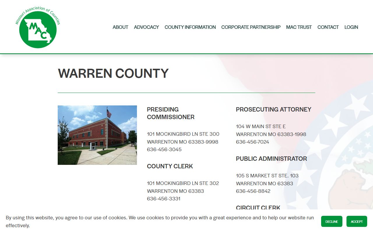 Warren County property tax records on Missouri Counties directory