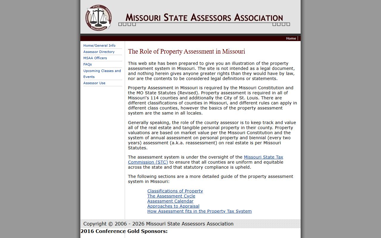 Missouri State Assessors Association directory for property tax records