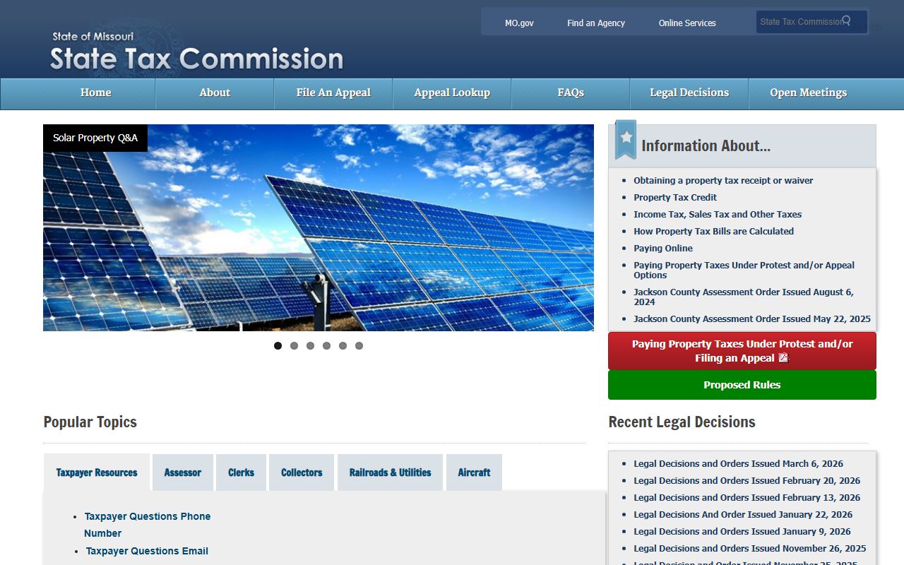 Missouri State Tax Commission property tax records oversight